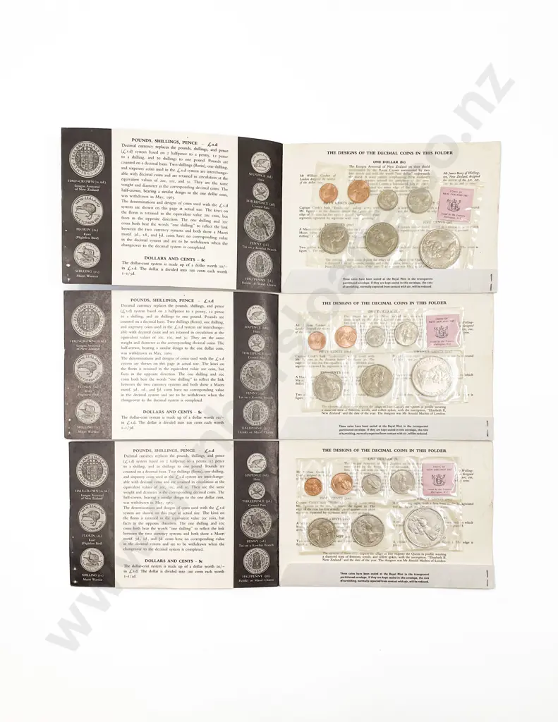 NZ 1967 Decimal Coins Set x3 Image 1++