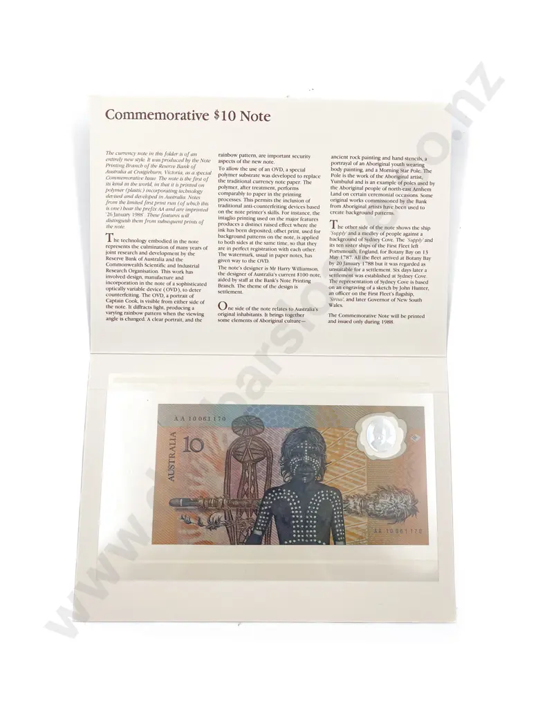 Australian 1988 Commemorative $10 Note Image 1++