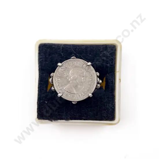 S/S Queen Elizabeth II 1960 Three Pence Coin Ring