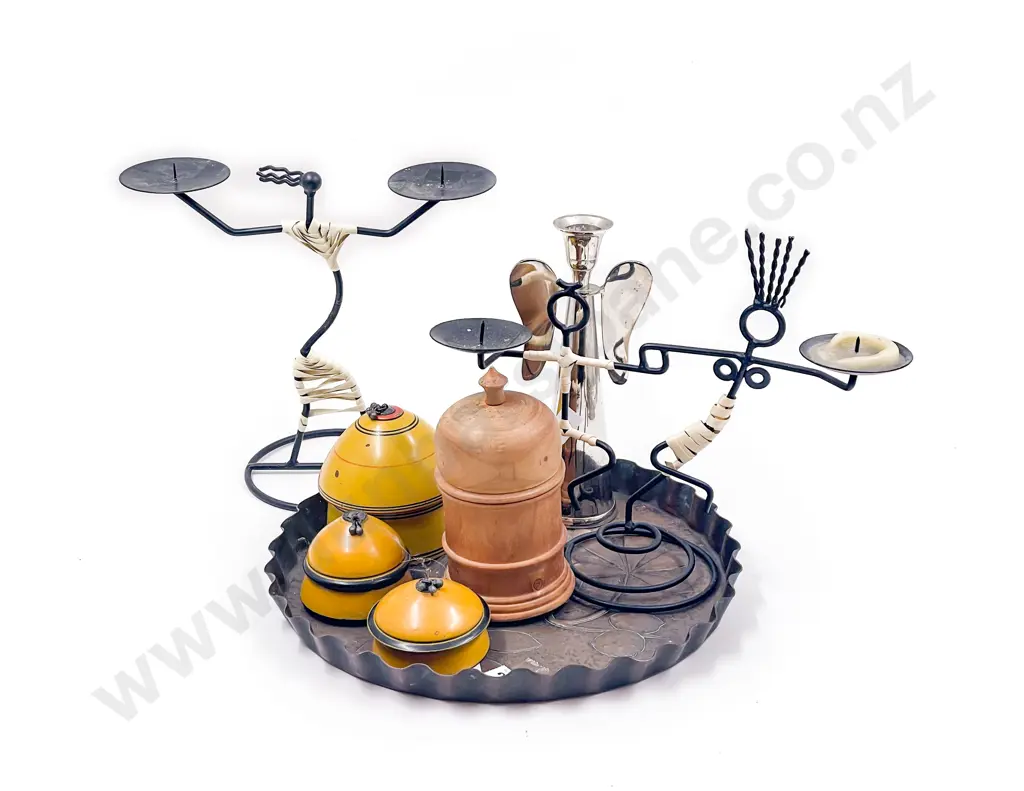 Quantity of Assorted incl Candle Holders & Three Treen Trinket Boxes Image 1++