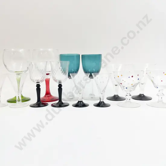 Box Quantity of Assorted Etched & Coloured Glassware