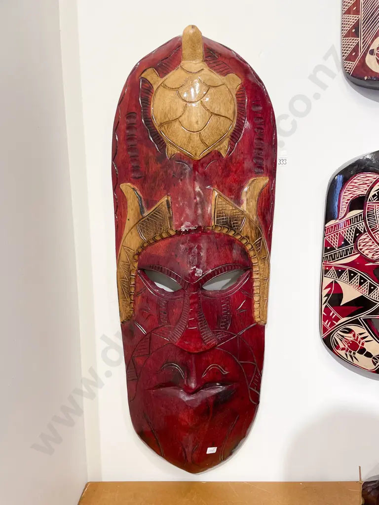 Two Tourist Artefact Wall Hung Masks Image 1++