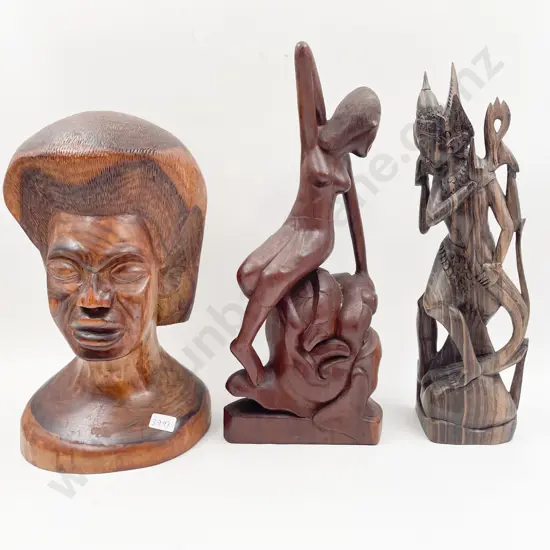 Three Assorted Tourist Artefact Figures together with Bust
