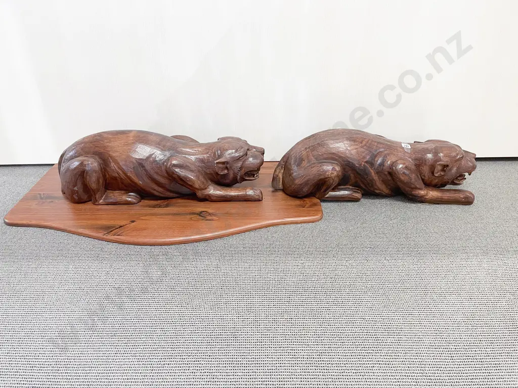 Pair of Carved Leopards Image 1++
