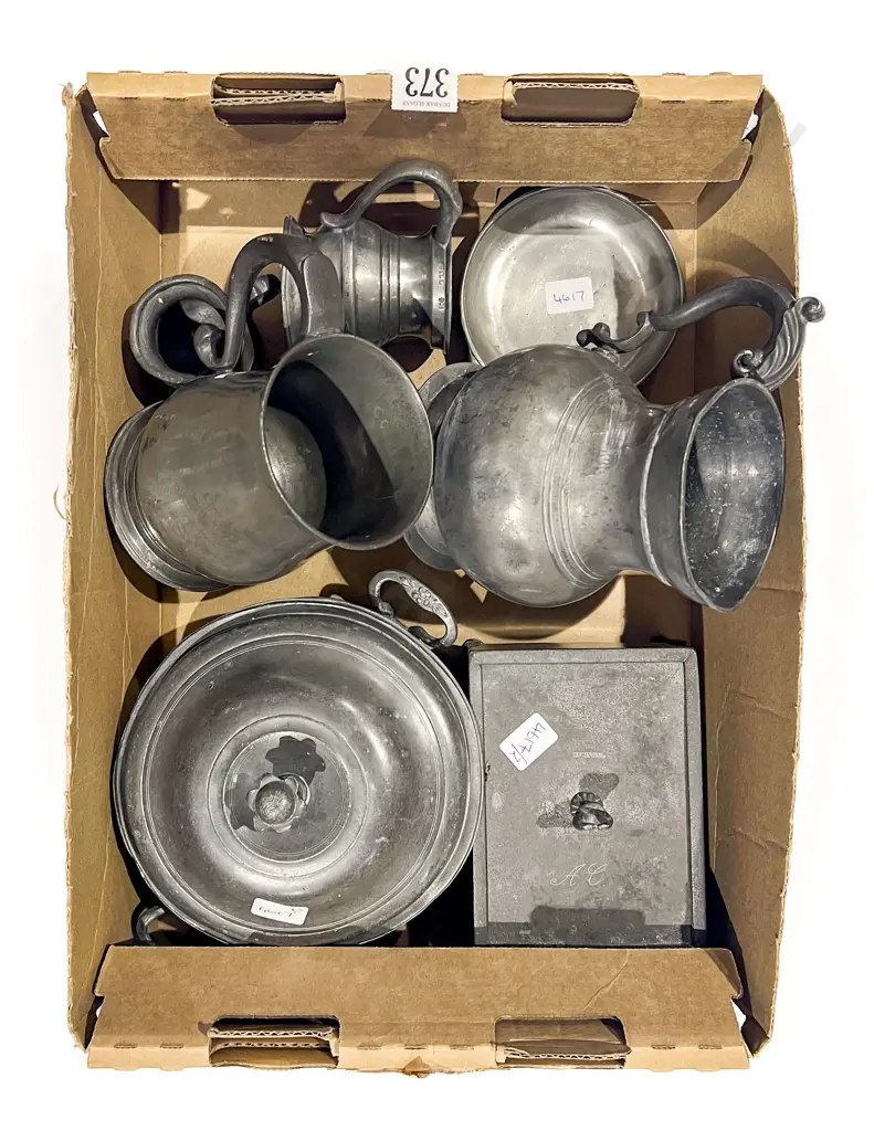 7 Various Antique Pewter Items Image 1++