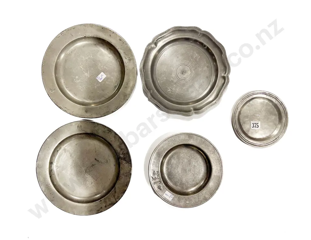 5 Geo III Pewter Plates Image 1++