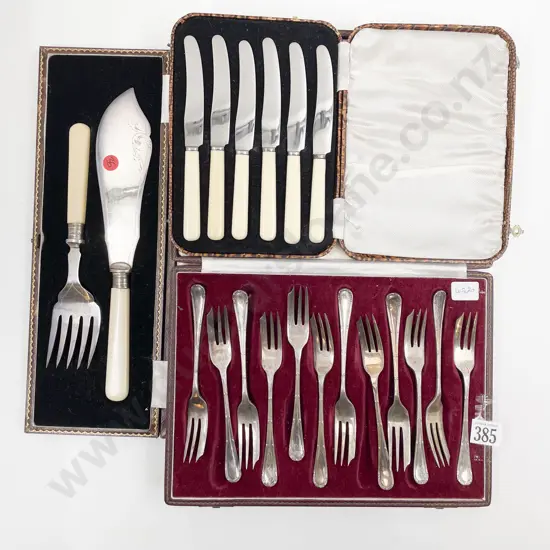 Cased S/S Cake Fork Set together with Assorted Boxed S/P Cutlery