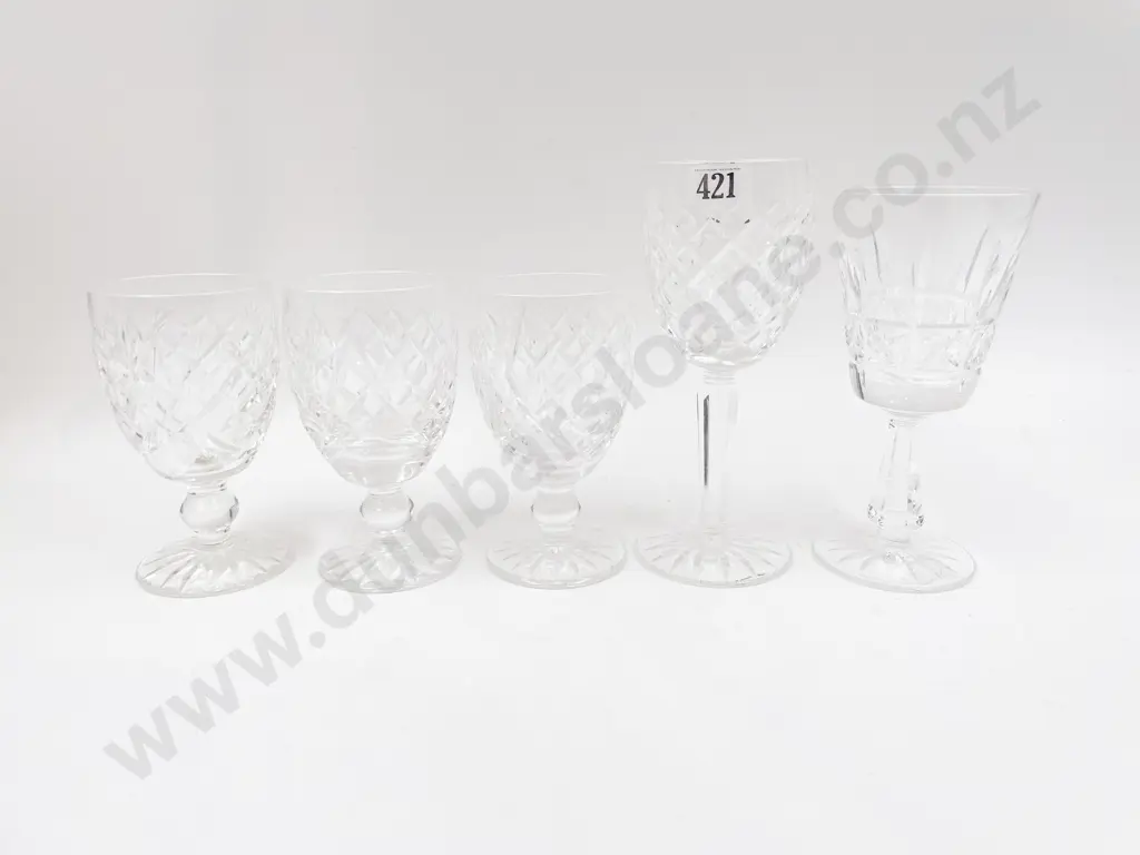 Five Assorted Waterford Crystal Glasses Image 1++