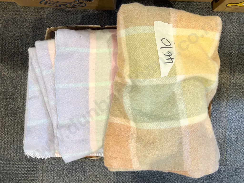 Two Pairs of Woollen Travel Blankets Image 1++