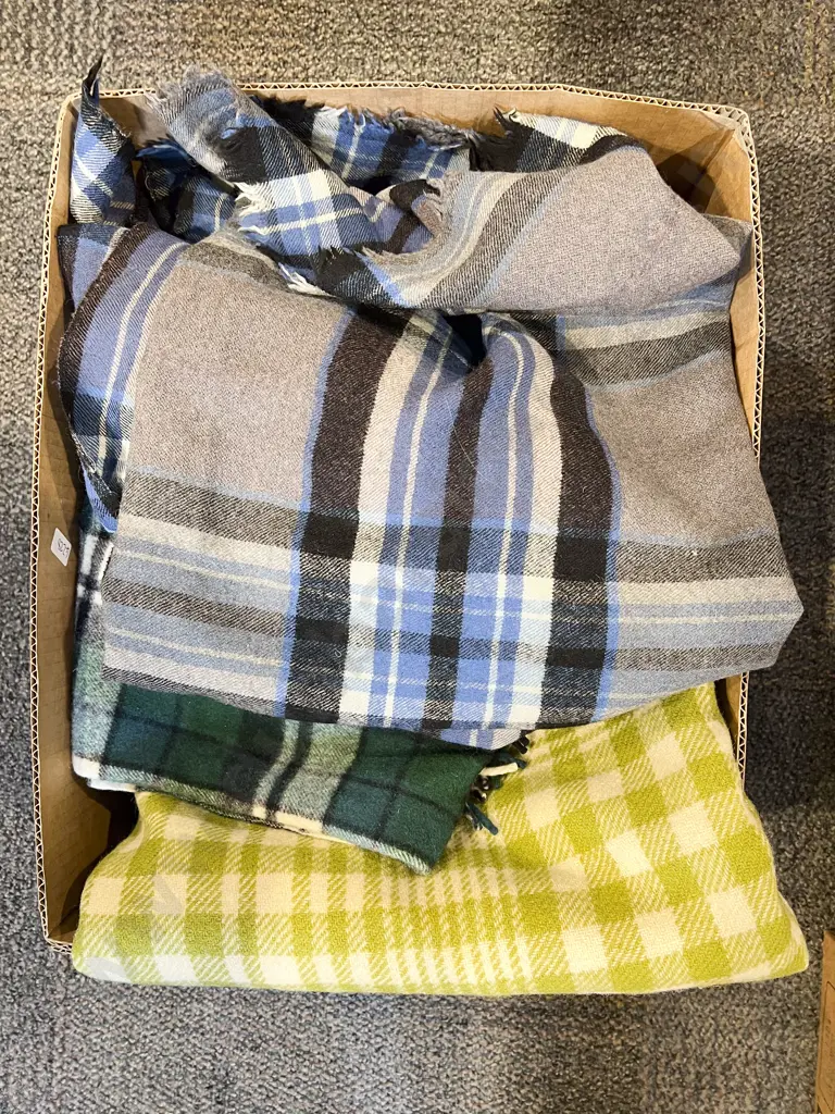 Quantity of Assorted Woollen Travel Blankets etc Image 1++