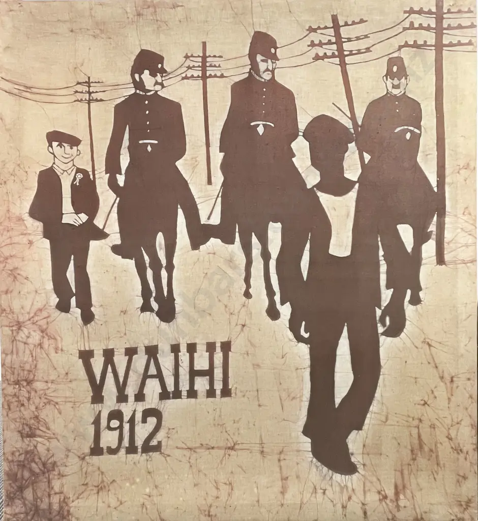 Dina Priestley - Waihi 1912 - Mixed Media Batik Image 1++