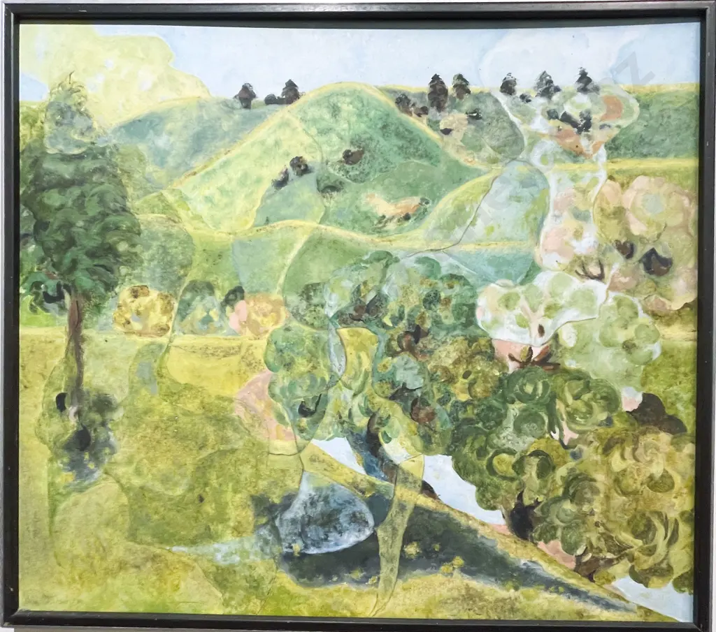 Indistinctly Signed - Hillside Scene - Oil on Board Image 1++