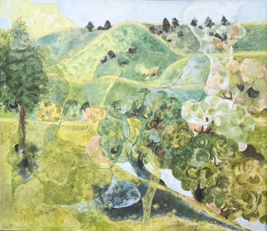 Indistinctly Signed - Hillside Scene - Oil on Board Image 1++