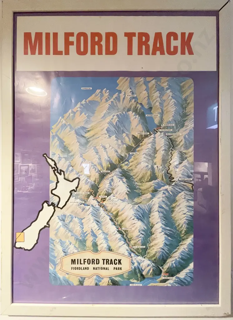 Vintage Milford Track Map Poster Image 1++