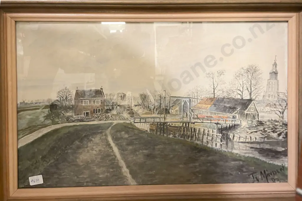 J. Minden - Watercolour Town Study & Circular Print Image 1++