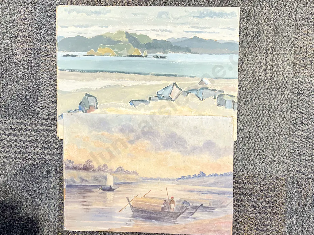 Vintage Oil on Board together with Two Unframed Works Image 1++