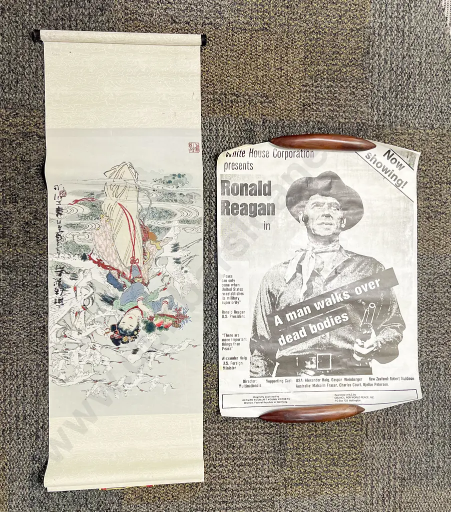 Quantity of Assorted Unframed Artworks incl Education Posters Asian Scrolls etc Image 1++