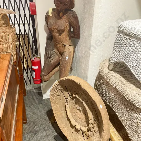 Unknown Artist Rustic Wooden Figural Sculpture