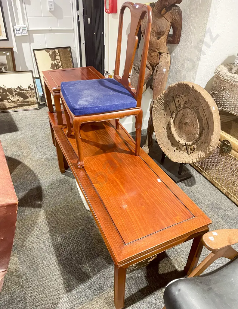Pair of Chinese Style Coffee Tables together with Matching Rectangular Coffee Table & Single Chair Image 1++