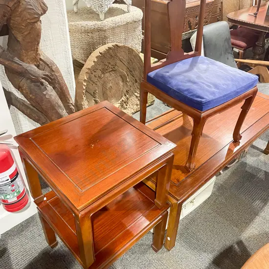 Pair of Chinese Style Coffee Tables together with Matching Rectangular Coffee Table & Single Chair