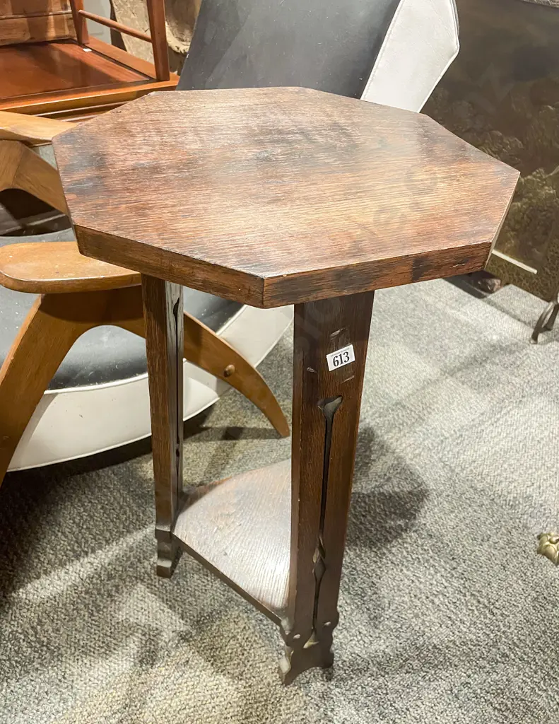 Arts & Crafts Oak Plant Stand Image 1++
