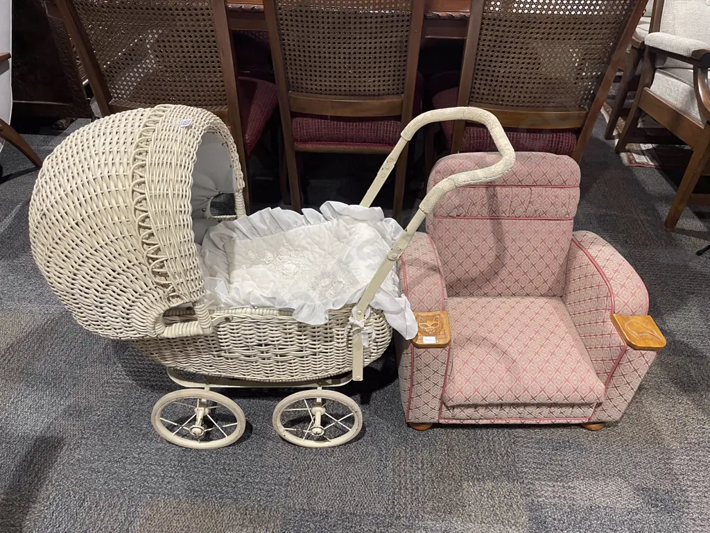 Vintage Dolls Pram & Child's Chair Image 1++