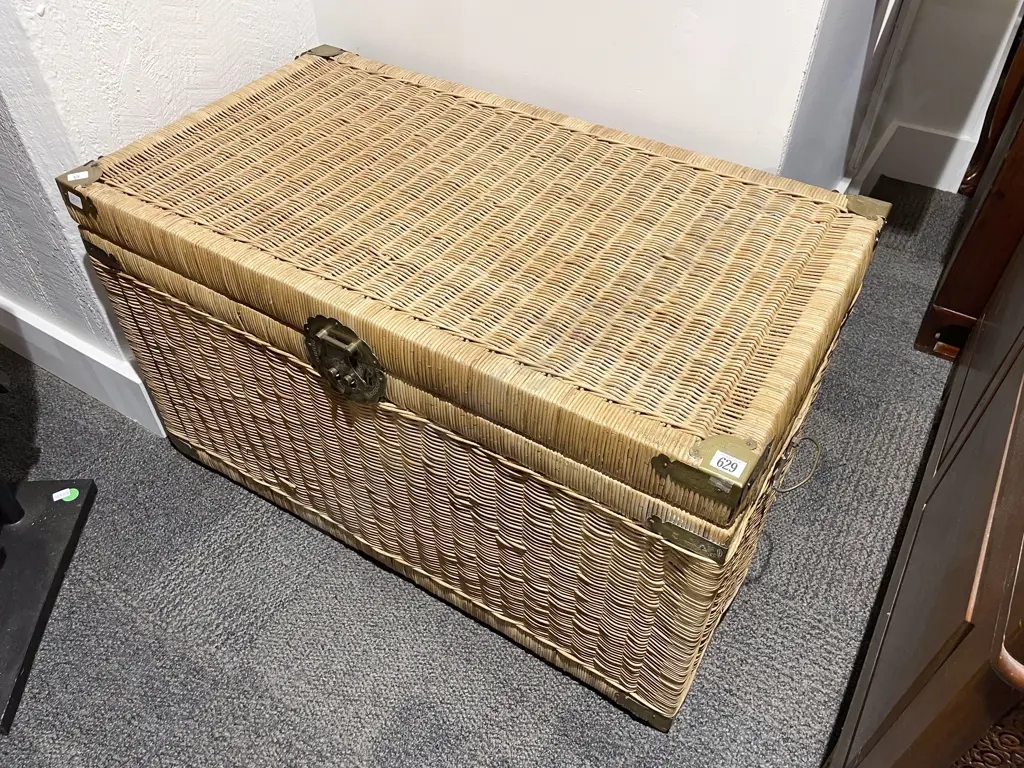 Brass Bound Rattan Blanket Chest Image 1++