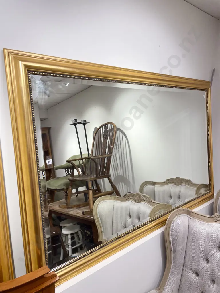 Large Bevell Edged Overmantle Mirror with Modern Gilt Frame Image 1++