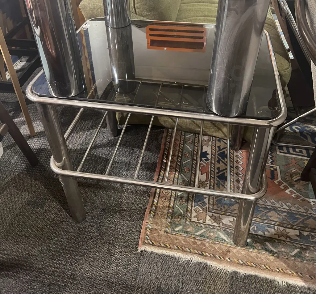 Chrome & Glass Top Coffee Table Image 1++
