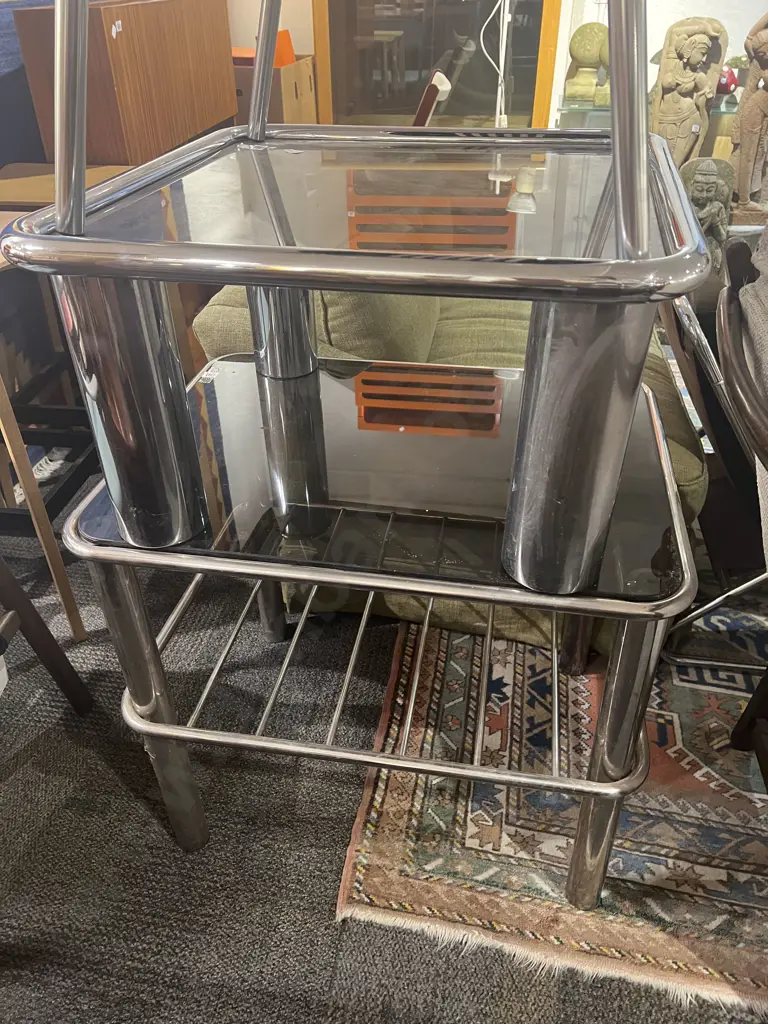 Chrome & Glass Top Coffee Table Image 1++