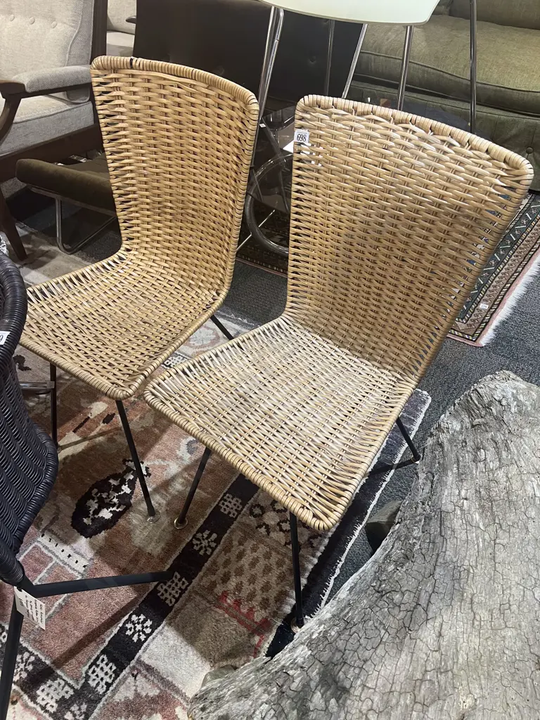 Pair of Mid Century Woven Cane Dining Chairs Image 1++