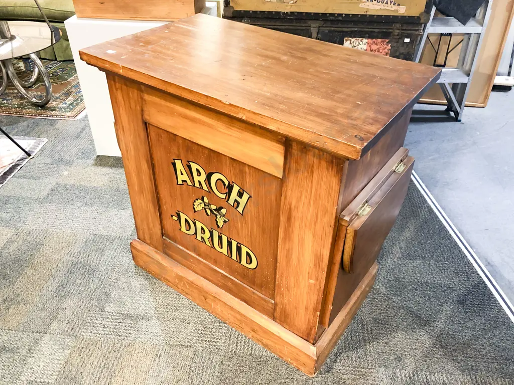 Vintage Single Drawer Merchants Stand "Arch Druid" Image 1++