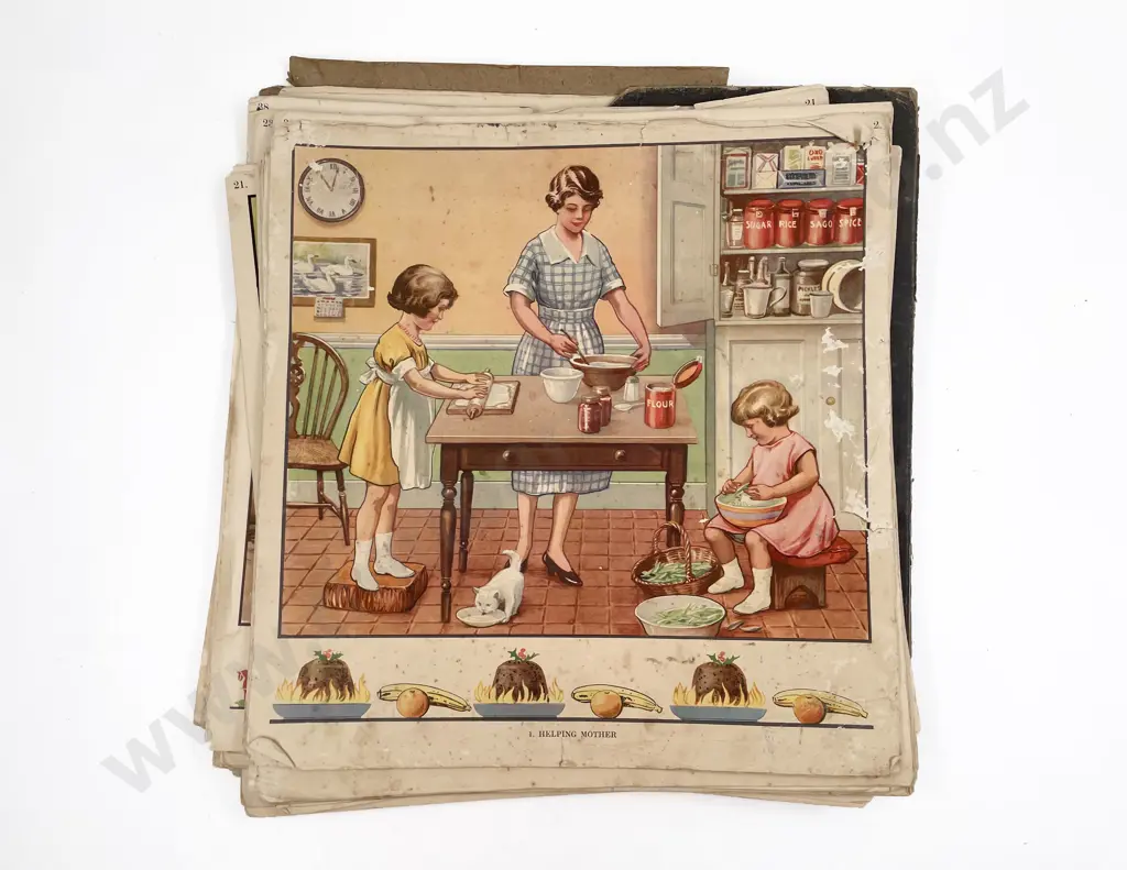 C1930/40's Set of 60 Classroom Posters/Teaching in Practice for Infant Schools #52 missing and puzzle Image 1++