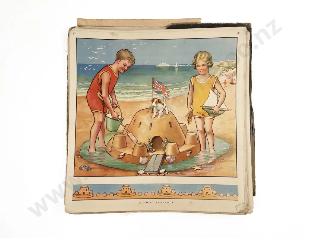 C1930/40's Set of 60 Classroom Posters/Teaching in Practice for Infant Schools #52 missing and puzzle Image 1++