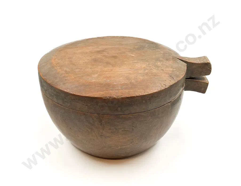 Large Antique Lidded Wooden Mixing Bowl Image 1++