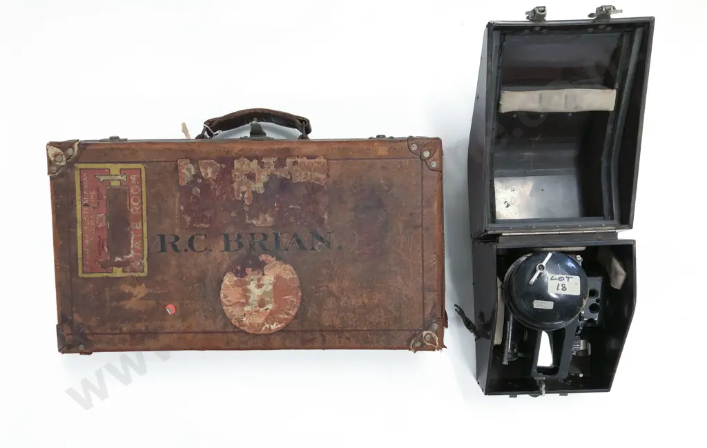 Vintage Sextant in Case together with Leather Suitcase Image 1++