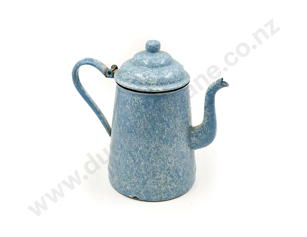 Large Vintage Enamel Coffee Pot Image 1++