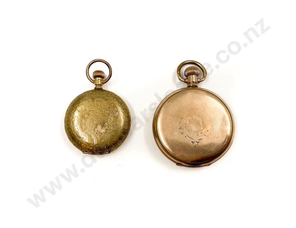 Two Waltham Gold Plate Cased Pocket Watches ticking Image 1++