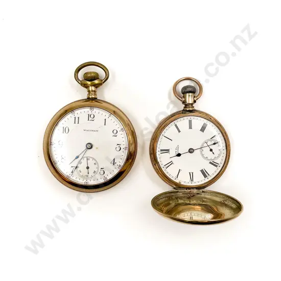 Two Gold Plate Cased Pocket Watches ticking