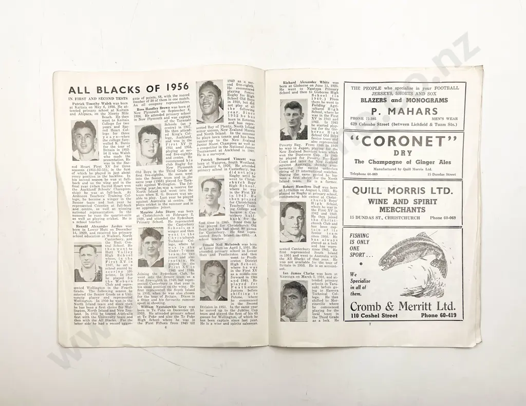 Official Rugby Programme - South Africa Vs New Zealand 1956 Image 1++