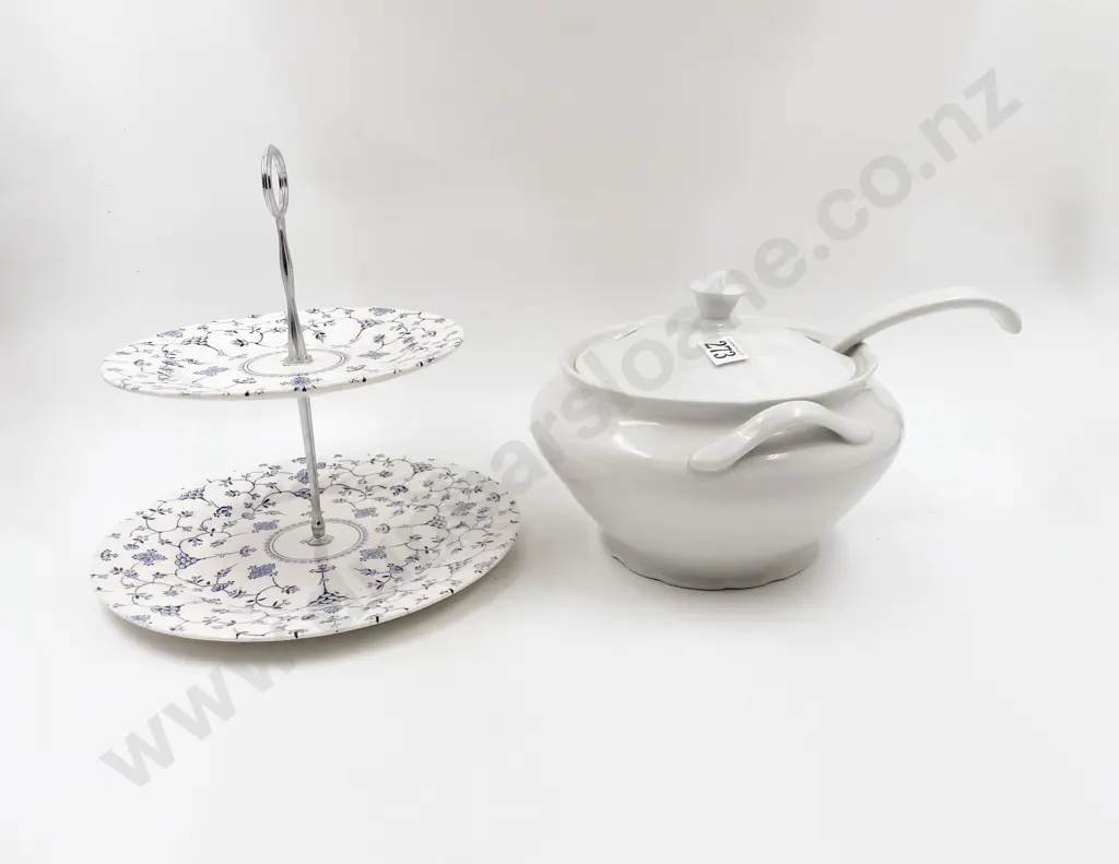 Quantity of Assorted China Serving Ware together Two Tier Cake Stand Image 1++