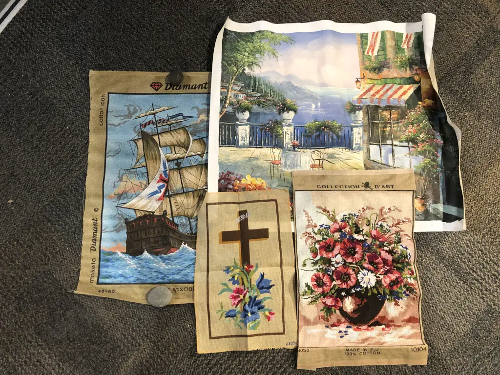 Quantity of Assorted Unused Printed Pattern Tapestries for Embroidery Image 1++