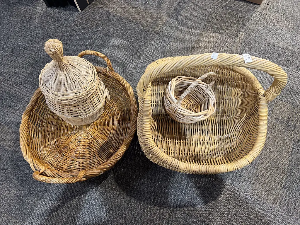 Two Wicker Baskets & Two Others Image 1++