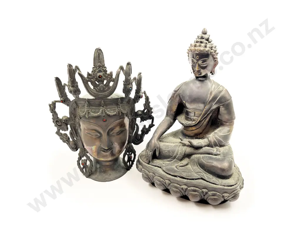 Cast Brass Buddha together with Diety Bust Image 1++