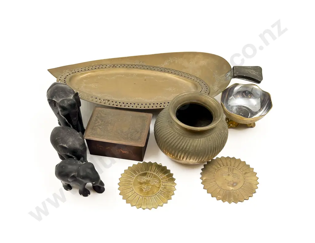 Indian Stone Panel together with Assorted Brassware etc Image 1++