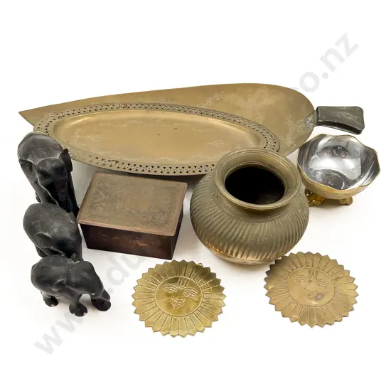 Indian Stone Panel together with Assorted Brassware etc