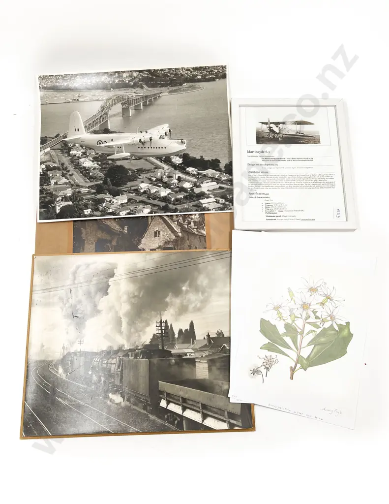 Two Black & White Aviation Photographs together with Three Others Image 1++