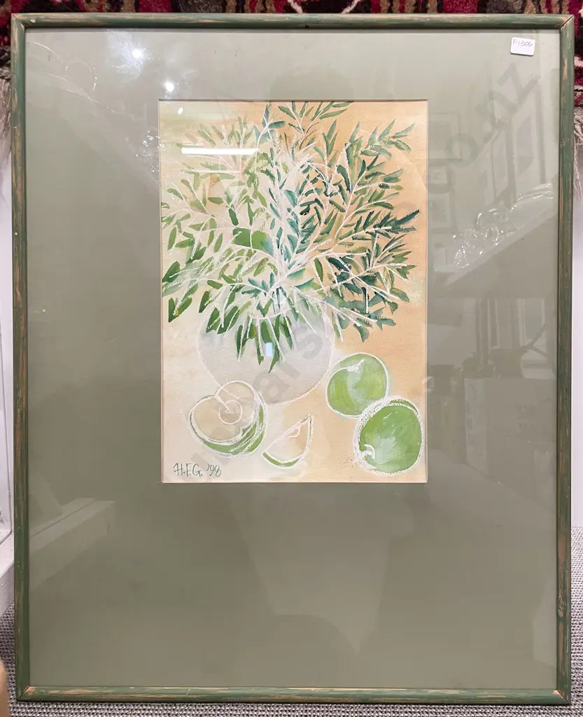 Signed H.F.G. - Apples Still Life - Watercolour on Paper Image 1++