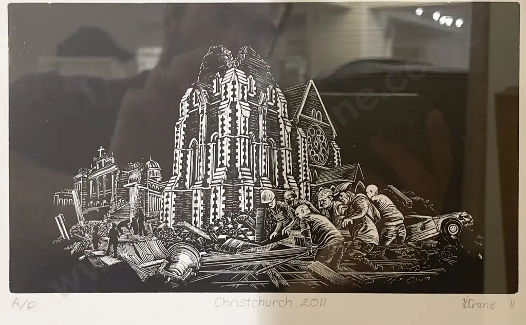 V Drane - Christchurch 2011 - Block Print Image 1++