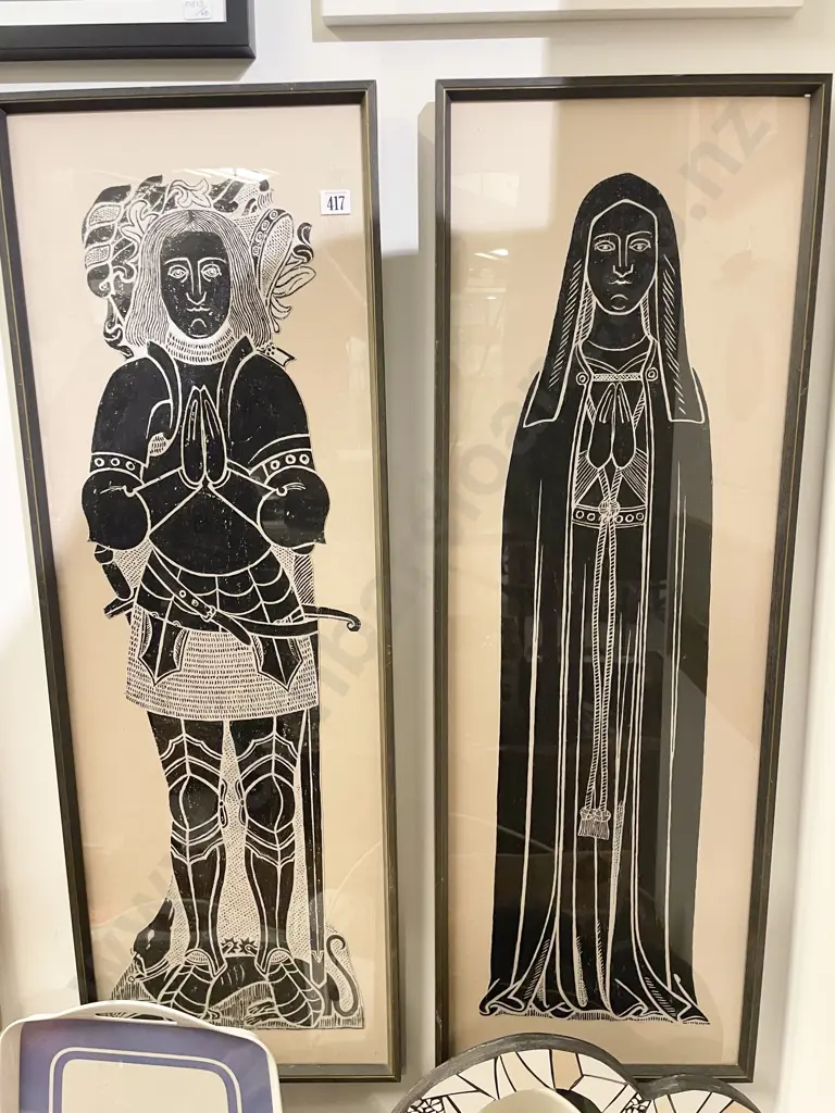 Two Framed Brass Rubbings Image 1++
